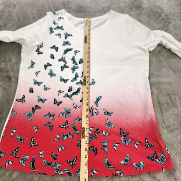 Woman Within Butterfly Print Knit Tunic Top 18/20 - Picture 7 of 12